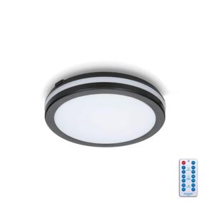 LED Fürdőszobai mennyezeti lámpa érzékelővel LED/12W/230V átm. 20 cm fekete + távirányító