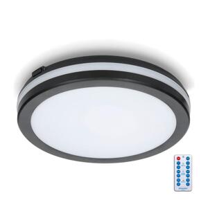 LED Fürdőszobai mennyezeti lámpa érzékelővel LED/18W/230V átm. 30 cm fekete + távirányító