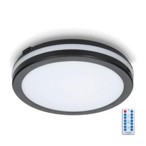 LED Fürdőszobai mennyezeti lámpa érzékelővel LED/24W/230V átm. 30 cm fekete + + távirányító