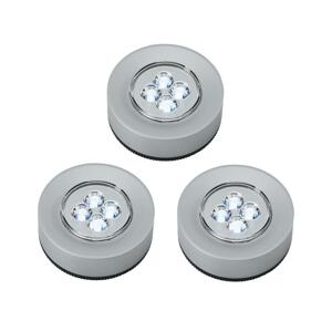 KÉSZLET 3x LED Érintős orientációs lámpa 1xLED/2W/4,5V ezüst