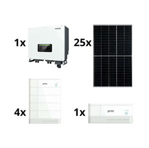SOFAR SOLAR Sol.készlet: 25x fotovoltaikus napelem+4x akkumulátor+hibrid konverter + alap