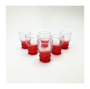 Készlet 6x likőrös üveg átlátszó piros