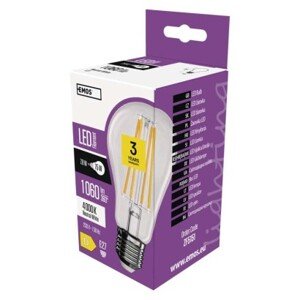 LED izzó Filament A60 / E27 / 7,8W (75W) / 1060 lm / természetes fehér